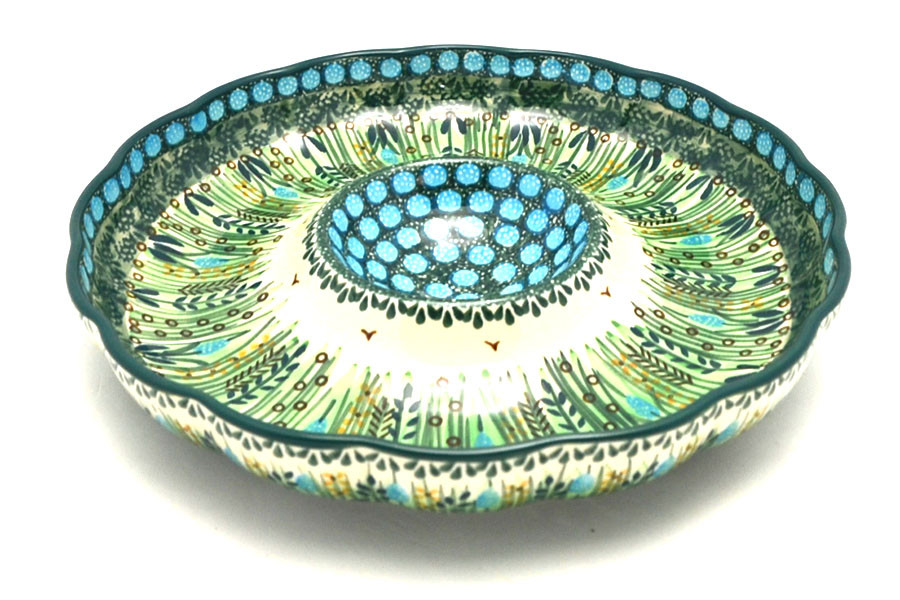 Polish Pottery Dish Vegetable and Dip 10" Unikat Signature U803