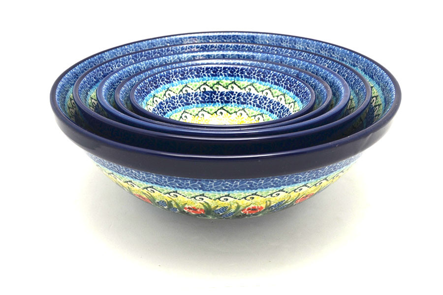Polish Pottery Nesting Bowl Set Unikat Signature U4610 S05U4610