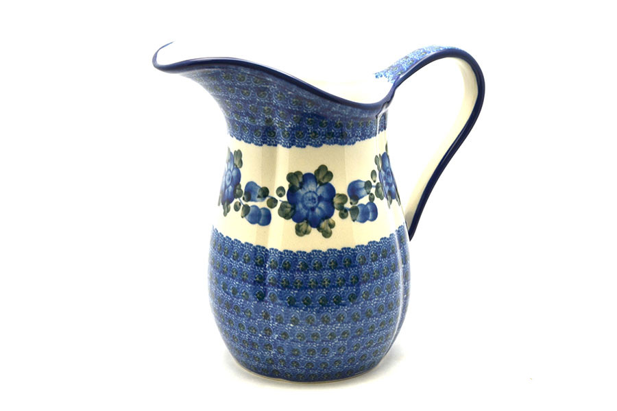 Ceramika Artystyczna Polish Pottery Pitcher 2 Pint Blue Poppy B35 163a P3558 