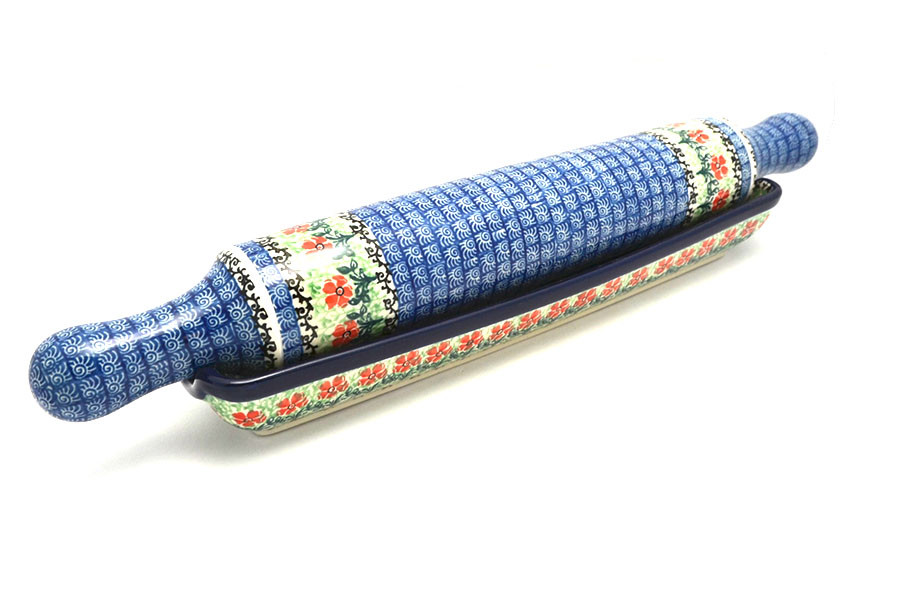 Polish Pottery Rolling Pin with Stand Maraschino S431916a