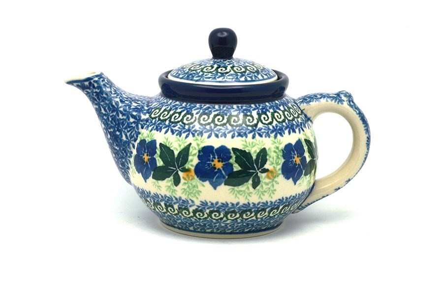 Polish Pottery Teapot 14 oz. Blue Pansy 1201552a