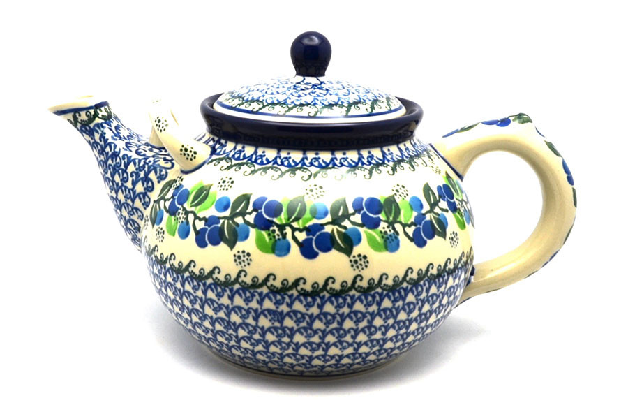 Polish Pottery Teapot 1 3/4 qt. Blue Berries 4441416a