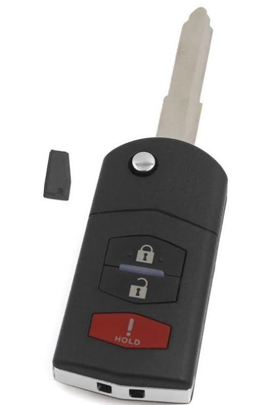ANGLEWIDE Flip Key Fob Keyless Entry Remote 3 Buttons Black Replacement for Mazda 3 03-06 Mazda 6 03-06 1pad FCC 4238A-41846 