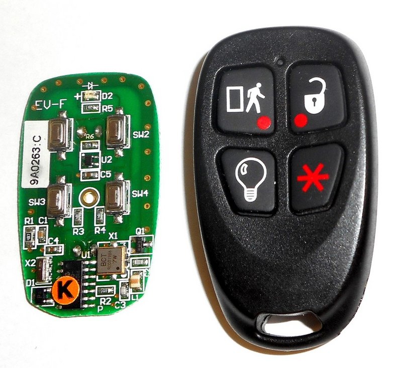 Secure Wireless remote alarm control Evolution 4 button Red LED QNPEV