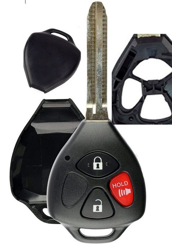 New 3 button Replacement Integrated Key Case Shell Cover with Chip Slot Ignition Blade for key