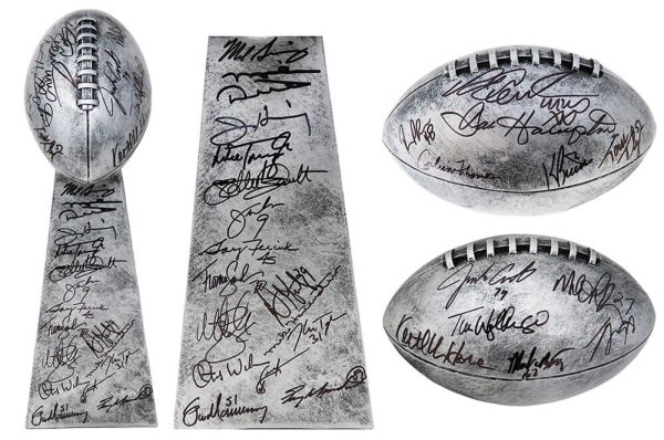 1985 Bears Team Autographed Signed Football World Champion 15 Inch Replica Trophy (28 Sigs)