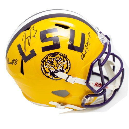Beckett W Auth Justin Jefferson Autographed LSU Tigers Yellow Schutt Mini Helmet 