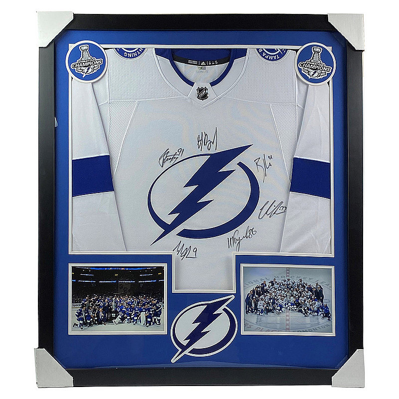 2020 & 2021 Tampa Bay Lightning Championship Team Autographed Signed Deluxe Framed Jersey - Certified Authentic