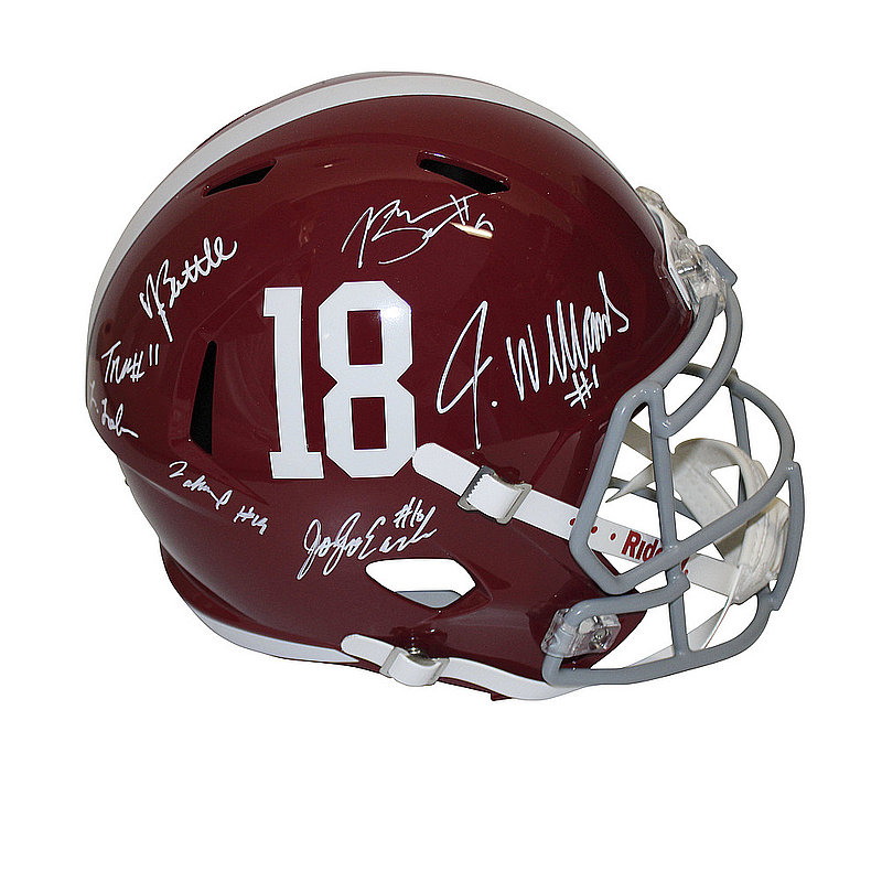 2021 Alabama Crimson Tide Team Autographed Signed Riddell Speed Full Size Replica Helmet with Jameson Williams and More - Fanatics and PSA/DNA Authentic