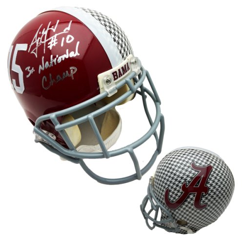 A.J. McCarron Autographed Signed Alabama Crimson Tide Authentic Full Size Houndstooth Helmet Roll Tide 3X National Champ Inscription - Certified Authentic