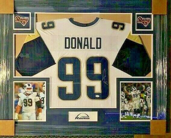 Aaron Donald Autographed Signed Los Angeles Rams 35' X 43' Custom Framed  Jersey (JSA COA)