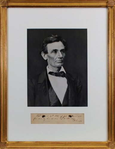 Abraham Lincoln Autographed Signed & Framed 1.75X7.75 Handwritten Receipt Beckett 
