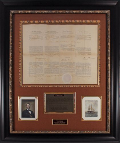 Abraham Lincoln Autographed Signed & Framed Four Language Ship's Passport Document Beckett