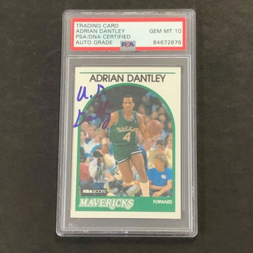 Adrian Dantley Autographed Signed 1989-99 NBA Hoops #125 Card Auto 10 PSA Slabbed Mavericks