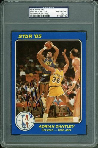 Adrian Dantley Autographed Signed Jazz Authentic Card 5X7 Star '85 Blue PSA/DNA Slabbed