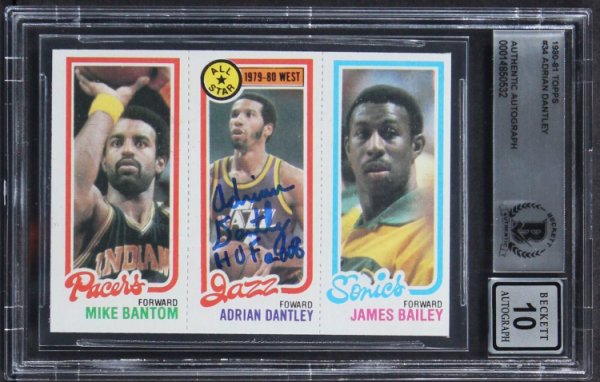 Adrian Dantley Autographed Signed Jazz "HOF 2008" 1980 Topps #34 Card Auto 10 Beckett Slabbed 1