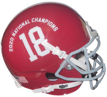 Alabama Crimson Tide Schutt #18 Mini Helmet 2020 National Champions Logo w/ Schedule
