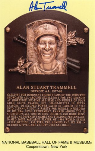 Alan Trammell Autographed Signed HOF Postcard Detroit Tigers Beckett Beckett