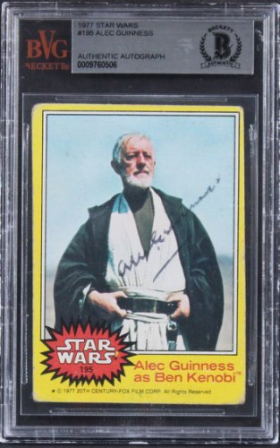 Alec Guinness Autographed Signed Star Wars Authentic 1977 Star Wars #195 Card Beckett Slabbed 