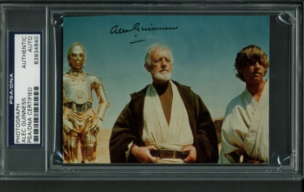 Alec Guinness Autographed Signed Star Wars Authentic 3.5X4 7/8 Photo PSA/DNA Slabbed 