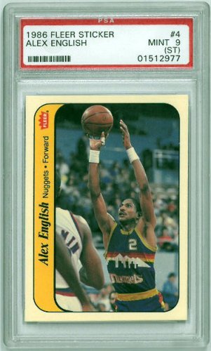 Alex English 1986-87 Fleer Basketball Sticker/Card #4- PSA Graded 9 Mint (ST) (Denver Nuggets)