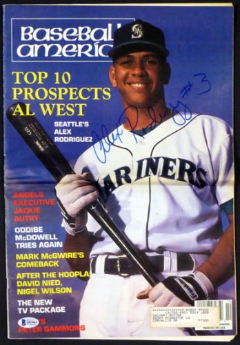 Alex Rodriguez Autographed Signed Baseball America Magazine Seattle Mariners #3 Vintage Rookie Era Beckett Beckett