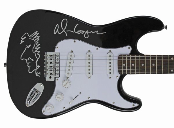 Alice Cooper Autographed Signed Black Electric Guitar With Self Portrait Sketch Beckett 
