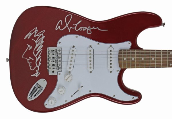 Alice Cooper Autographed Signed Red Electric Guitar With Self Portrait Sketch Beckett 