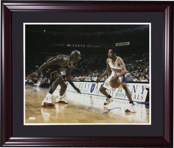 Allen Iverson Autographed Signed 16X20 Michael Jordan Photo Framed Autograph HOF JSA COA