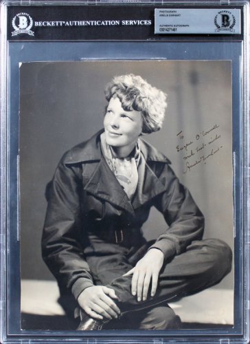 Amelia Earhart Autographed Signed With Best Wishes Authentic 8X10 B&W Photo Beckett Slabbed 