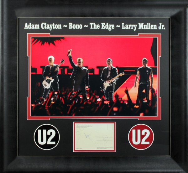 Anatoly Tokov Autographed Signed U2 (4) Bono, Edge, Clayton, Mullen & Framed 3.75X5.5 Postcard Beckett 