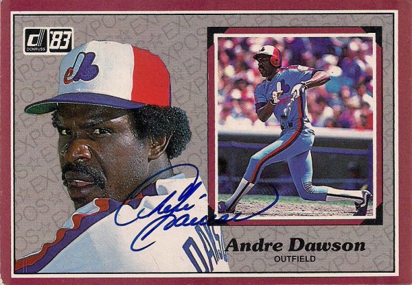 Andre Dawson autographed baseball card player worn jersey piece 2005  Donruss Classic Stars of Summer #BOS1 (Montreal Expos) Certified