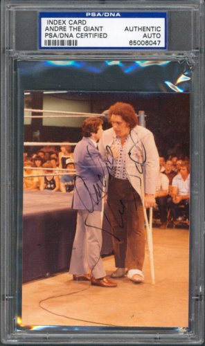 Andre The Giant Autographed Signed Authentic 3.5X4.75 Photo Autographed PSA/DNA Slabbed