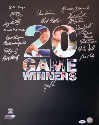 Autographed Signed 16 X 20 Of MLB 20 Game Winners Photo - PSA - Autographs