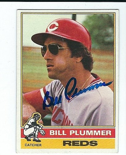 Autographed Signed 1976 Topps Bill Plummer Cincinnati Reds Baseball Card #627 - Certified Authentic