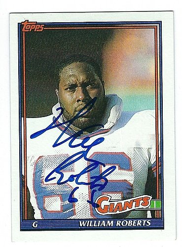Autographed Signed 1991 Topps William Roberts New York Giants Card #15 W/Coa - Certified Authentic