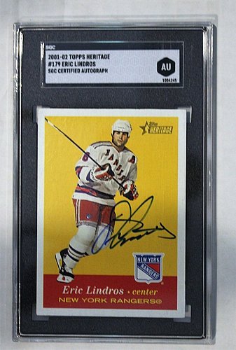 Autographed Signed Eric Lindros 2001-02 Topps Heritage Hockey Card #179 Sgc Slabbed - Certified Authentic