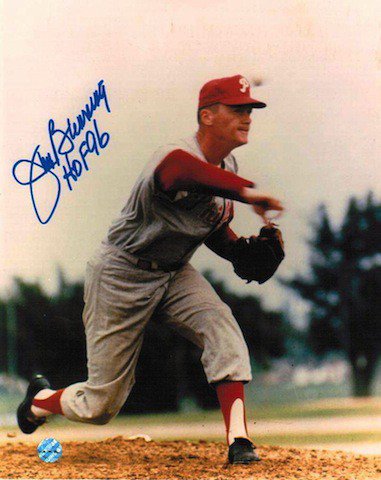 Jim Bunning Signed Inscribe HOF 96 8x10 Photo Philadelphia