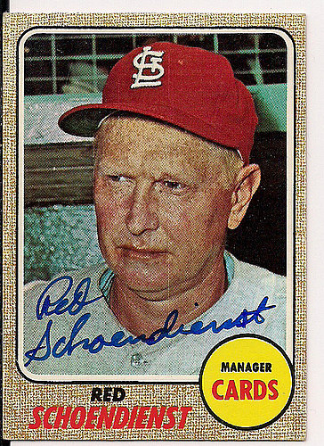 Autographed Signed Red Schoendienst 1968 Topps Card - Certified Authentic
