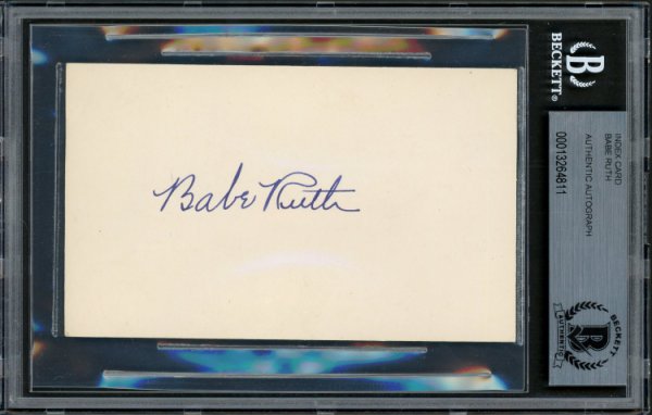 Babe Ruth Autographed Signed 3X5 Index Card New York Yankees Auto Grade Gem Mint 10 Pristine Beckett Beckett
