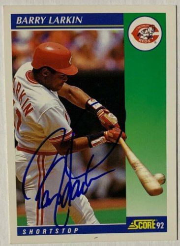 Barry Larkin Autographed Signed Cinci Reds 1992 Score Card #100 Auto - JSA