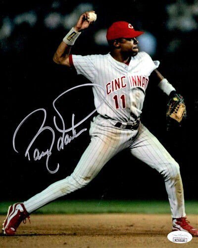 Barry Larkin Autographed Signed Cincinnati Reds Red Jersey (JSA COA) 12Xall  Star Shortstop