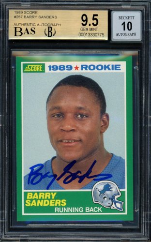 Barry Sanders Autographed Signed 1989 Score Rookie Card #257 Detroit Lions Bgs 9.5 Auto Grade Gem Mint 10 Beckett Beckett 