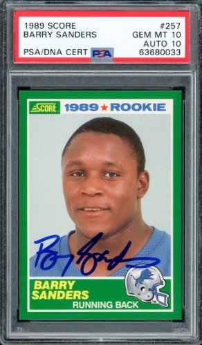 Barry Sanders Autographed Signed 1989 Score Rookie Card #257 Detroit Lions PSA Auto Grade Gem Mint 10 PSA/DNA