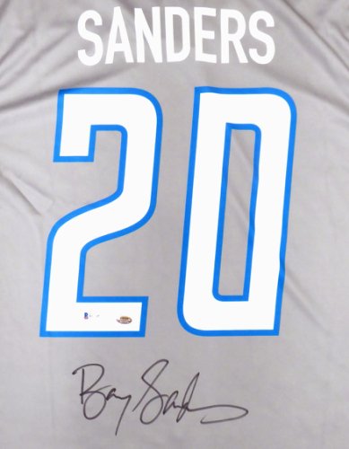 Barry Sanders Autographed Detroit Lions Custom Framed Jersey, JSA