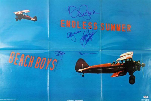 Beach Boys Autographed Signed (5) Brian Wilson, Jardine, Love +2 20X30 Poster PSA 