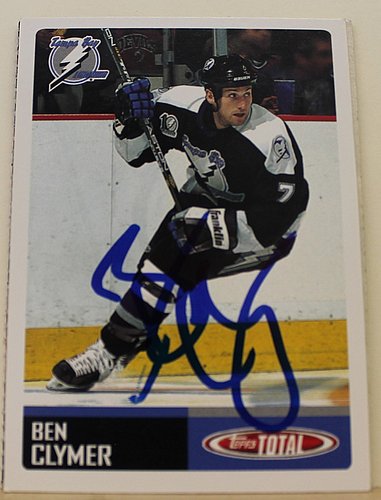 Ben Clymer Tampa Bay Lightning Autographed Signed 200203 Topps Total Card  #321 - COA Included