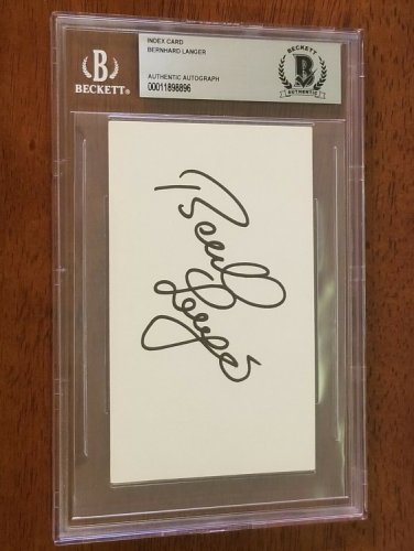 Bernhard Langer Autographed Signed 3x5 Index Card Beckett Encapsulated Golf Pga Masters