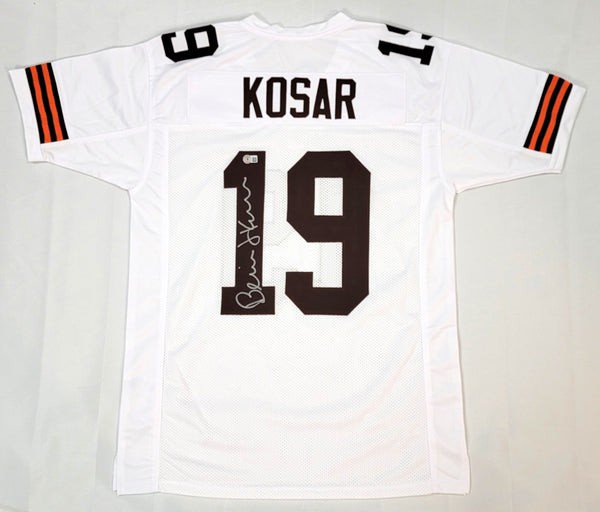 Bernie Kosar Autographed Signed Cleveland Browns White Custom Jersey Beckett Witnessed