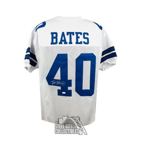 Autographed/Signed Bill Bates Super Bowl Champ 92-93-95 Dallas Thanksgiving Day Football Jersey JSA COA 